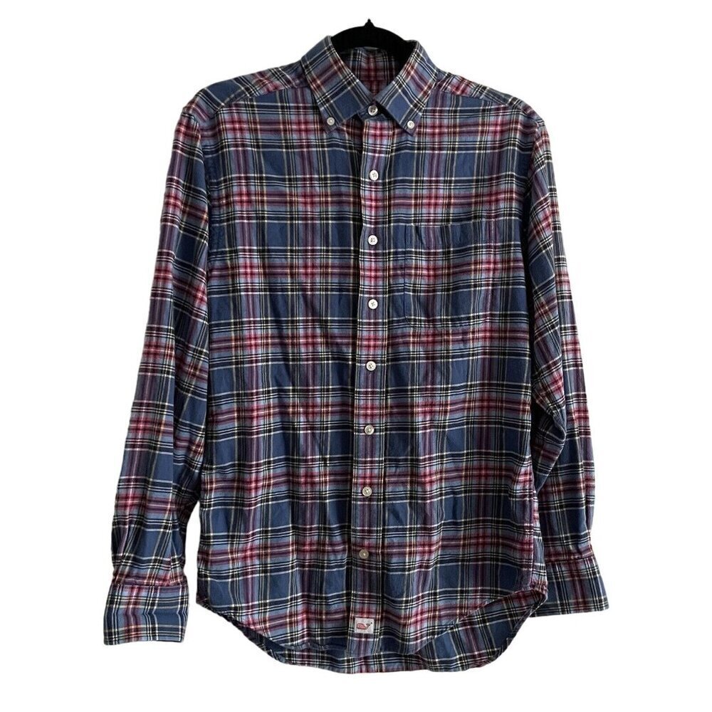 Vineyard Vines Mens XS Blue Multicolor Plaid Long Sleeve Button Up Flannel Shirt